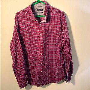 Nautica Red Casual Button Down Shirt